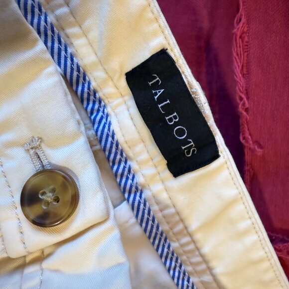 Talbots Relaxed Chino Tiger Embroidery Print 6P Petite Khakis Patterned - Picture 8 of 10